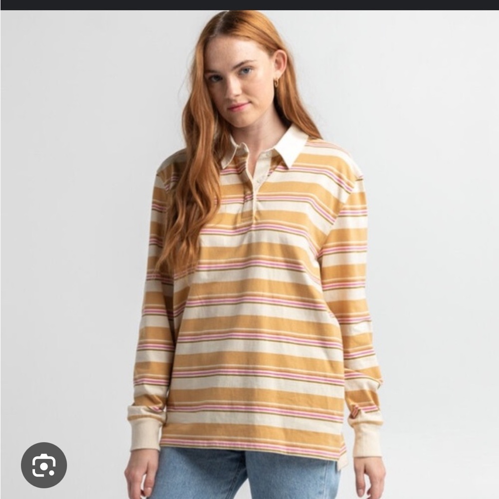 Billabong Medium Double Up Rugby Striped Polo Long Sleeve Shirt